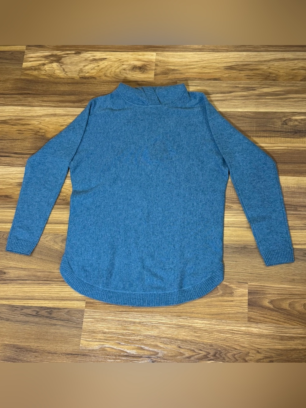 NWT Max Studio Women's Blue Cashmere Knit Hooded Pullover Sweater Long Sleeve XS